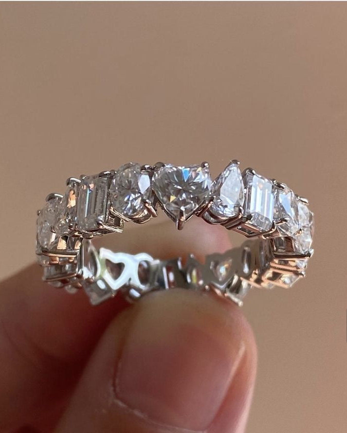 טבעת יהלומים בחיתוך מעורב