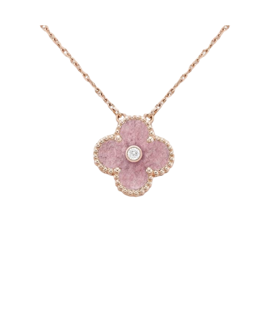 Clover Necklace Pink Gold