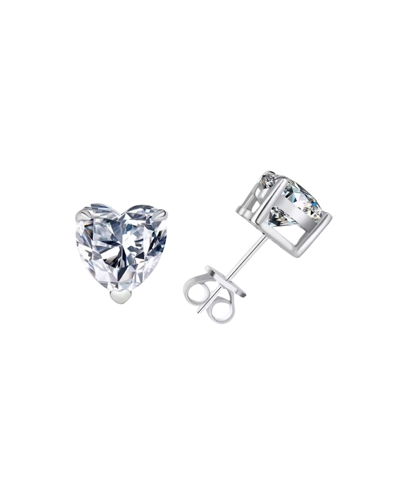 S925 Heart Moissanite Earrings