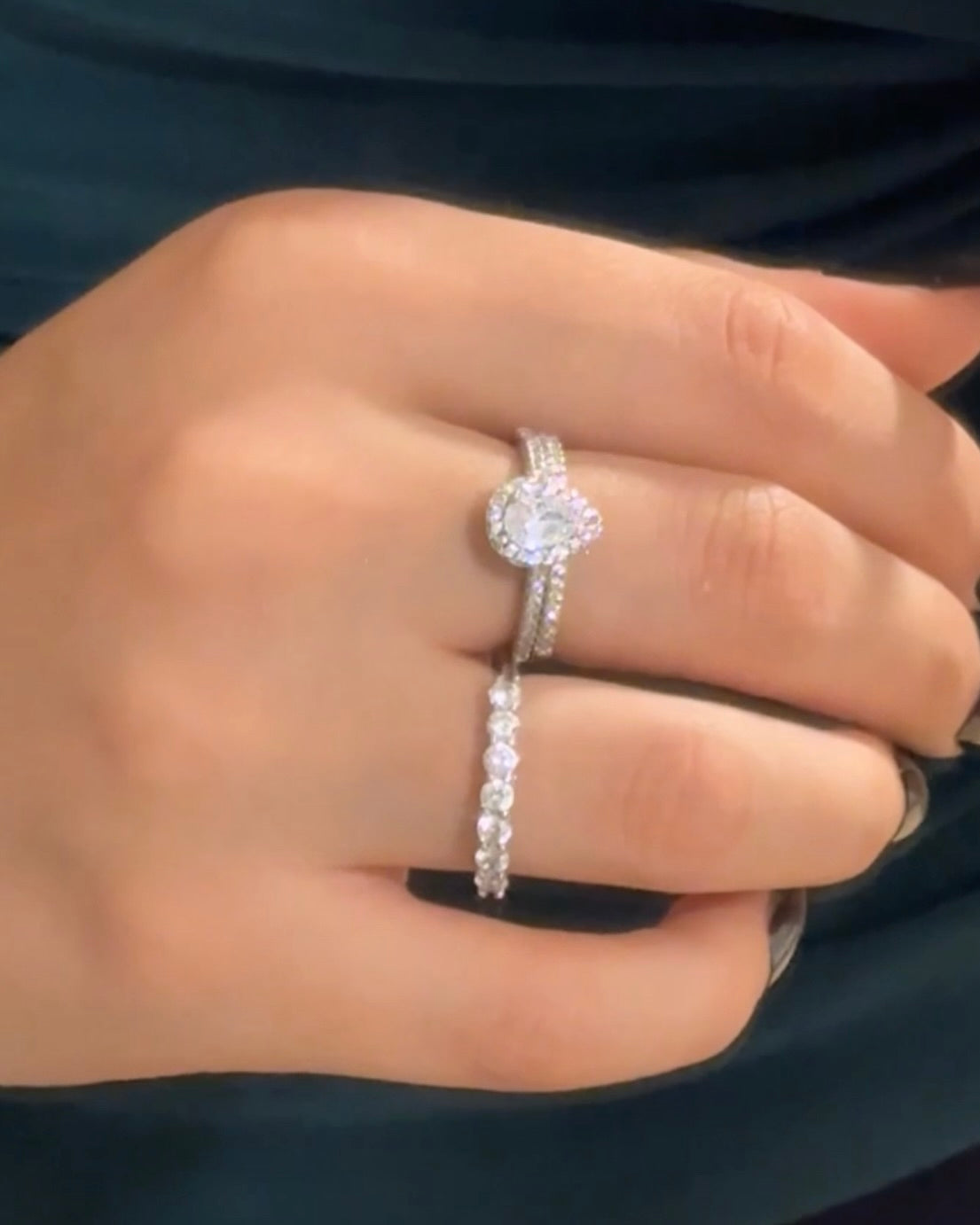 Twin Tear Drop 925 Silver Ring