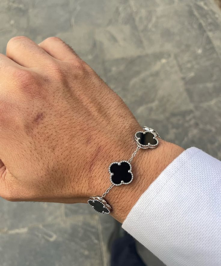 Clover Bracelet Black Stone