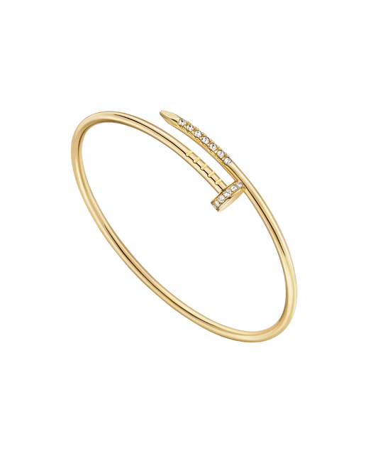 Nail Bracelet Gold Zircons