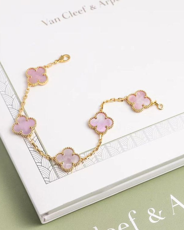 Clover Bracelet Pink Stone