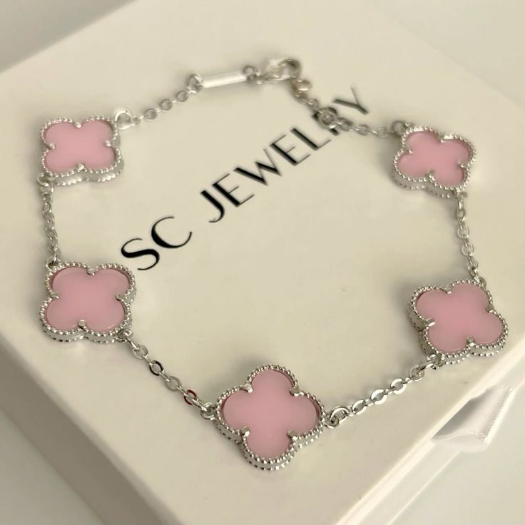 Clover Bracelet Pink Stone