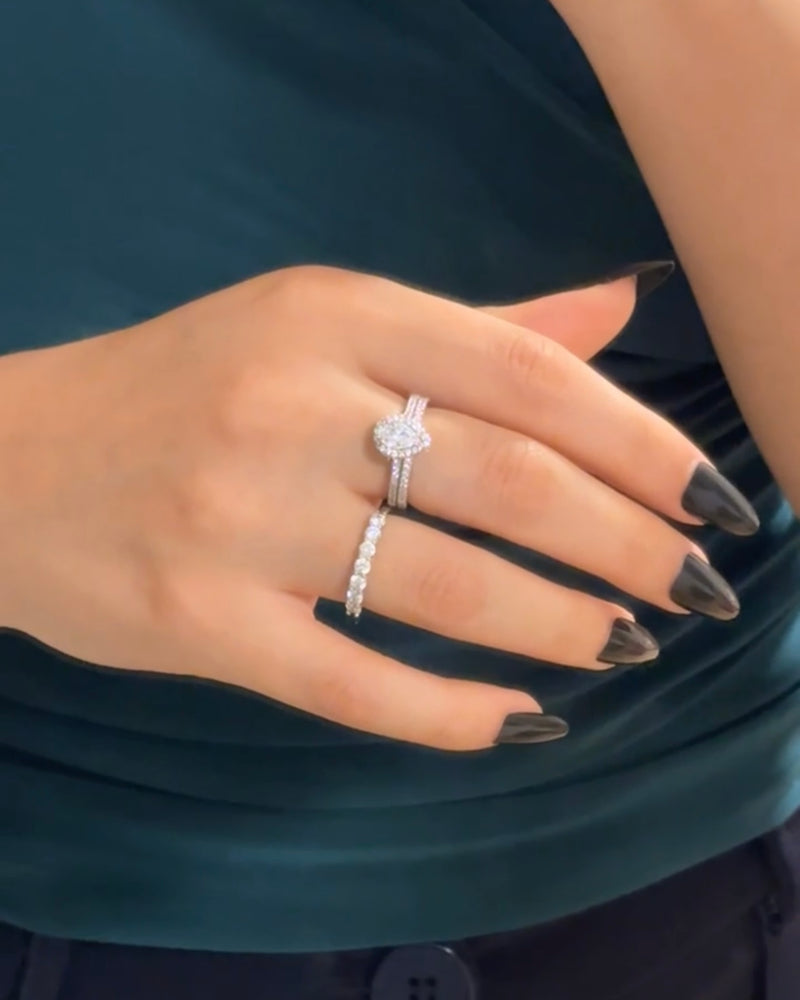Twin Tear Drop 925 Silver Ring