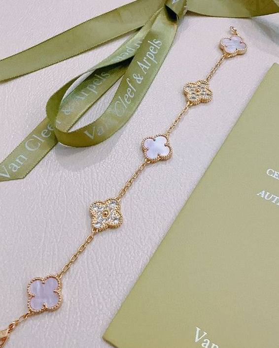 Clover Bracelet Pink Zircon