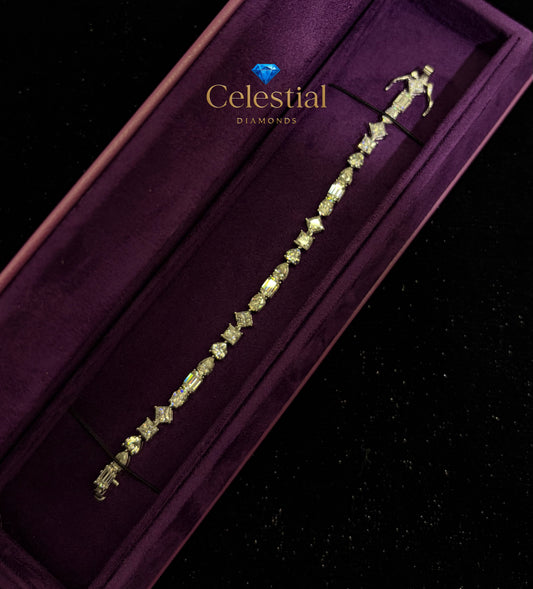 Moissanite Mixed Cuts Princess Bracelet