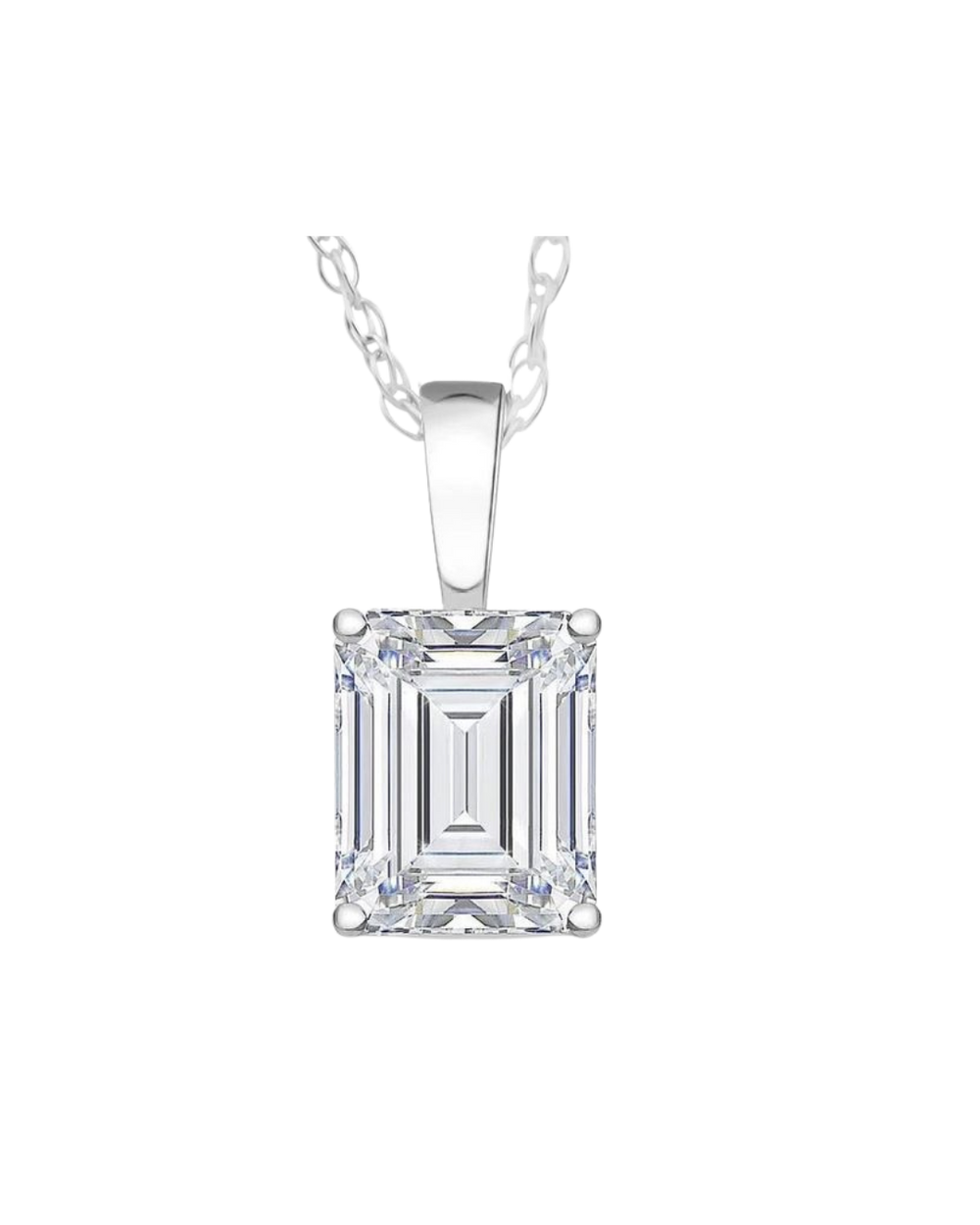 3CT Emerald Cut Moissanite Pendant