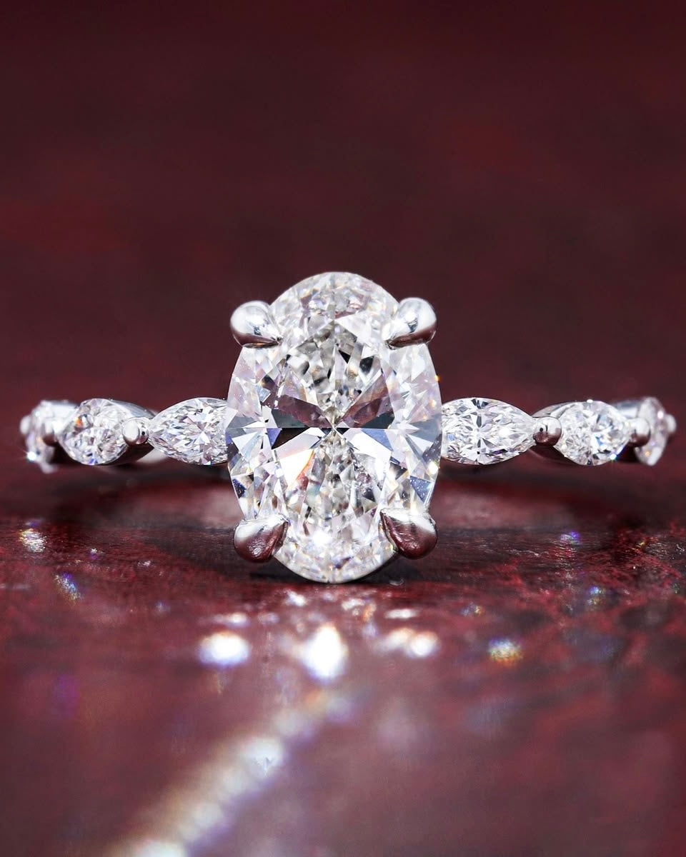 Moissanite Eternity Band Oval Ring