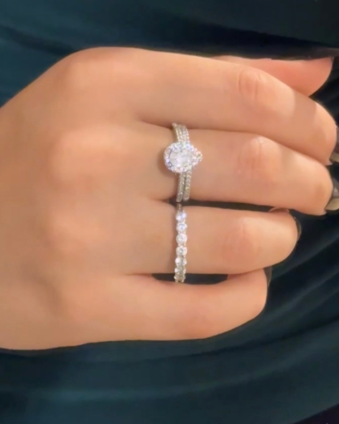 Twin Tear Drop 925 Silver Ring