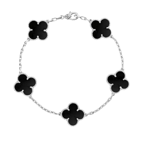 Black Stone Clover Bracelet