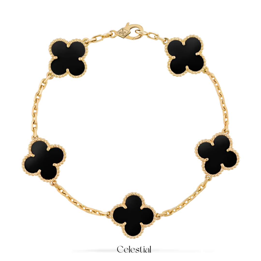 Black Stone Clover Bracelet