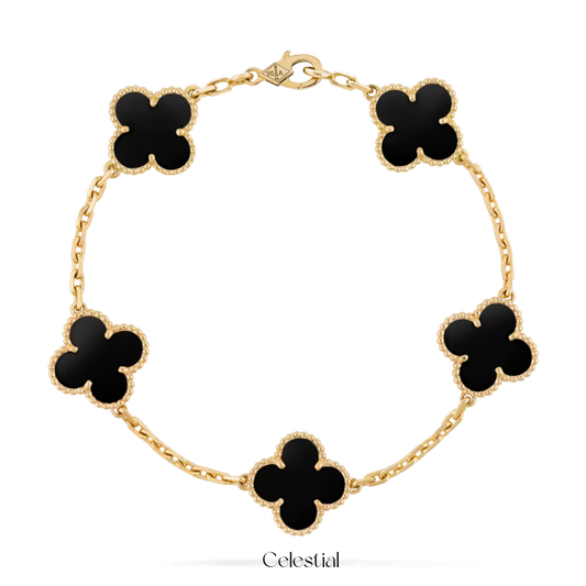 Black Stone Clover Bracelet