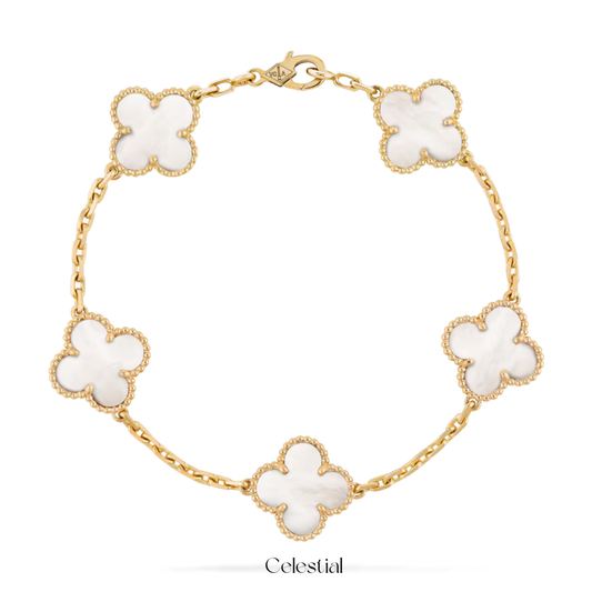 White Stone Clover Bracelet