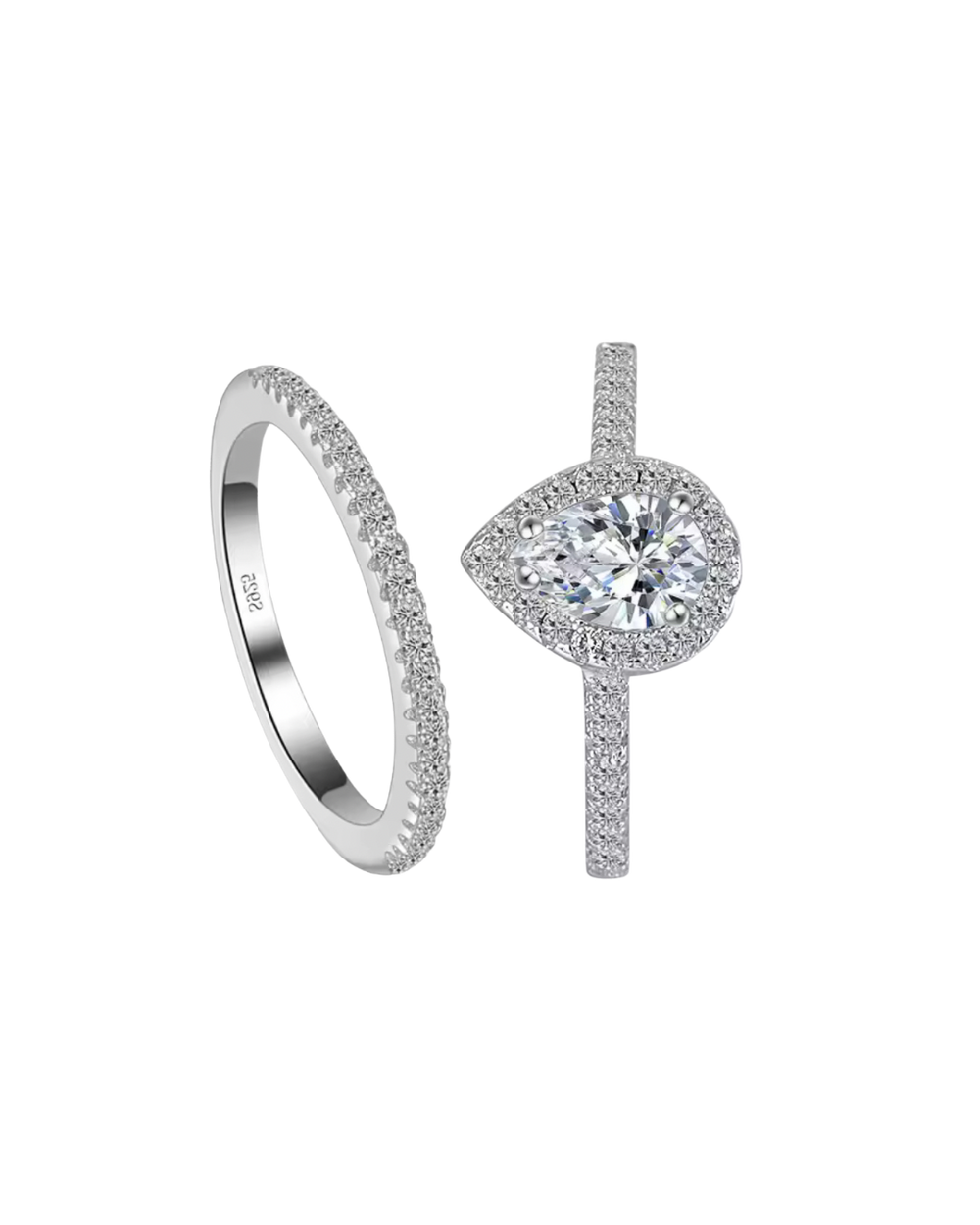 Twin Tear Drop 925 Silver Ring