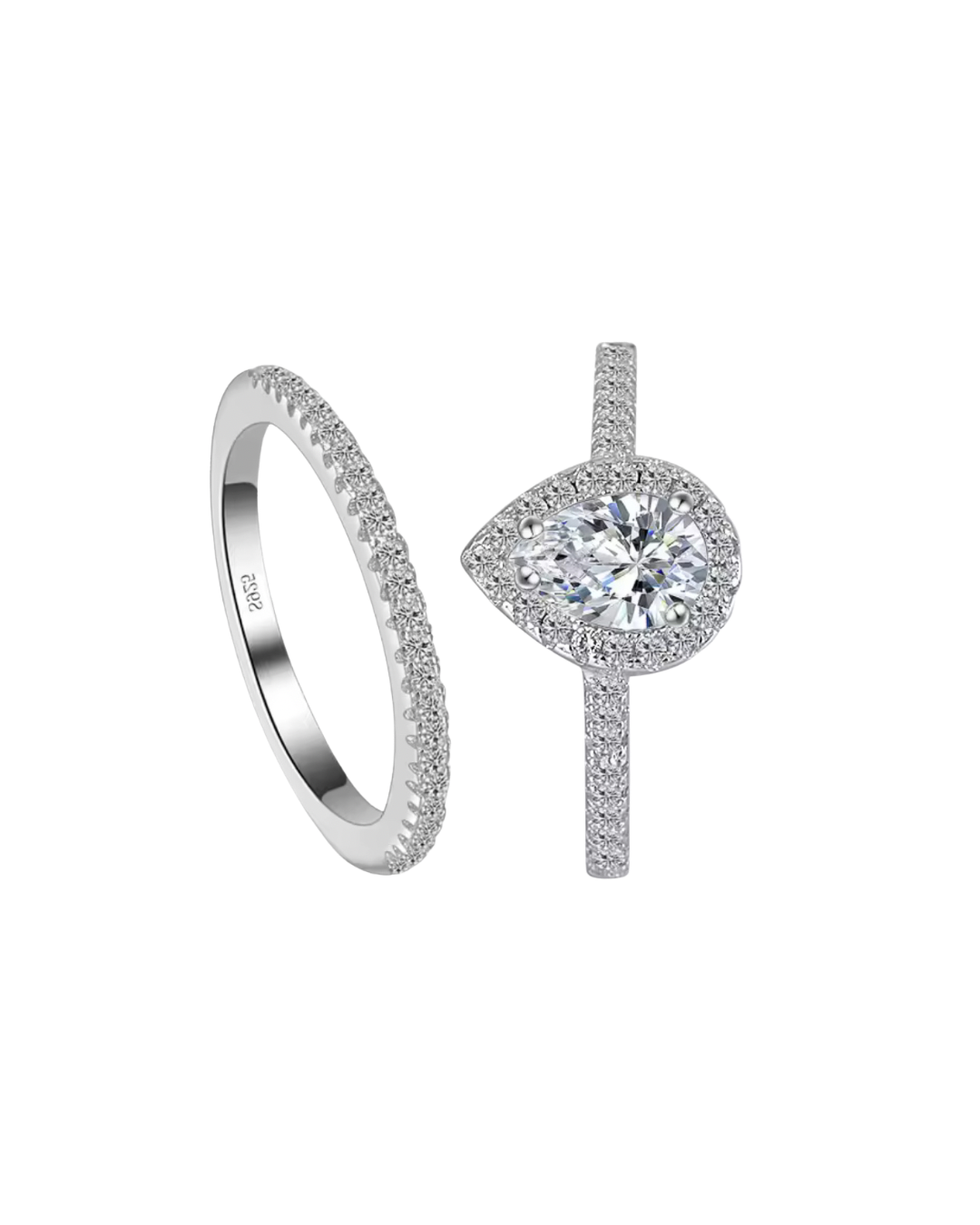 Twin Tear Drop 925 Silver Ring