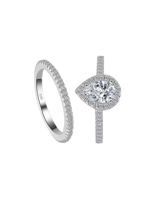 Twin Tear Drop 925 Silver Ring