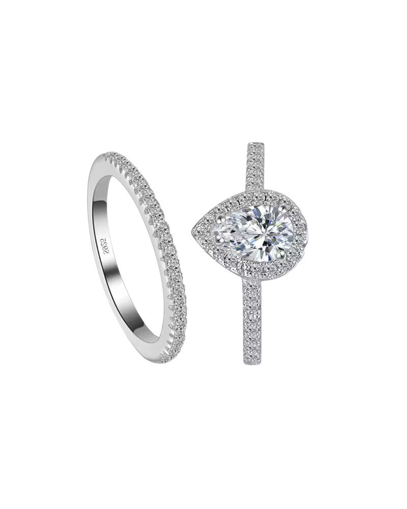 Twin Tear Drop 925 Silver Ring