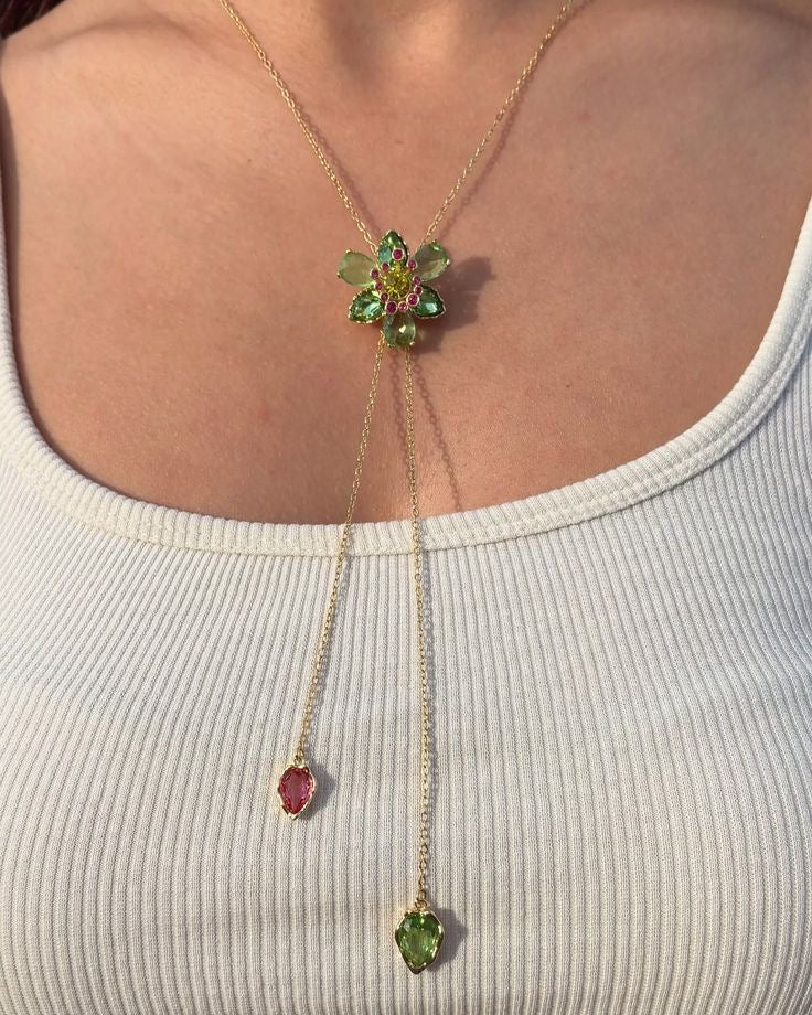 'Floria' Green Flower Necklace