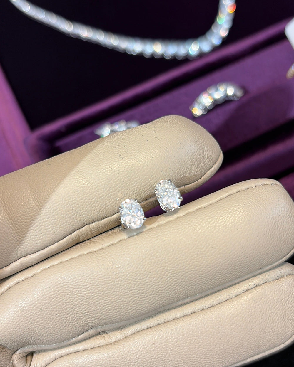 Oval Diamond Earrings