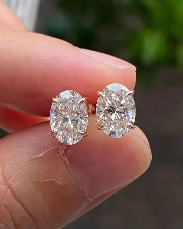 Oval Diamond Earrings