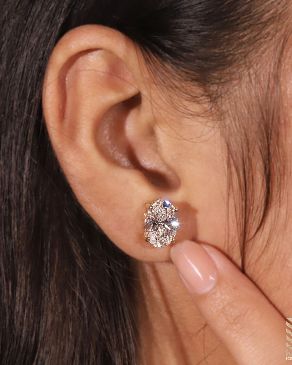 עגילי יהלום אובליים