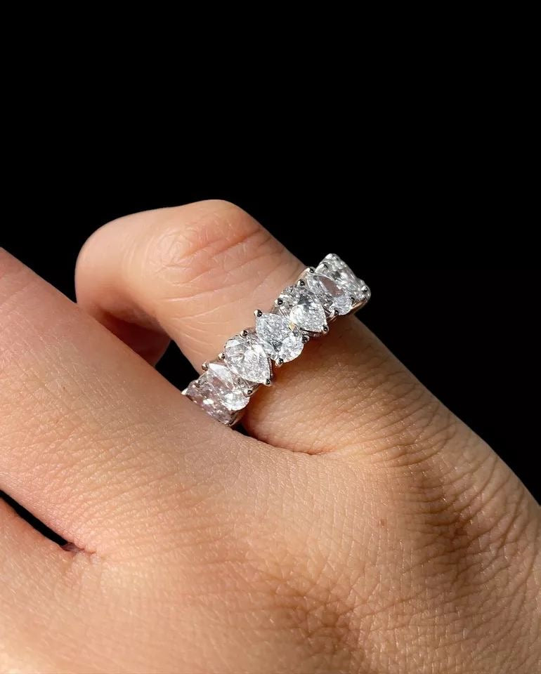 Crystal Eternity Pears Ring