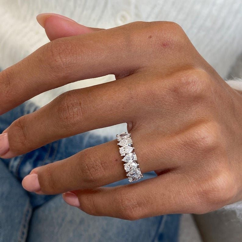 Crystal Eternity Pears Ring