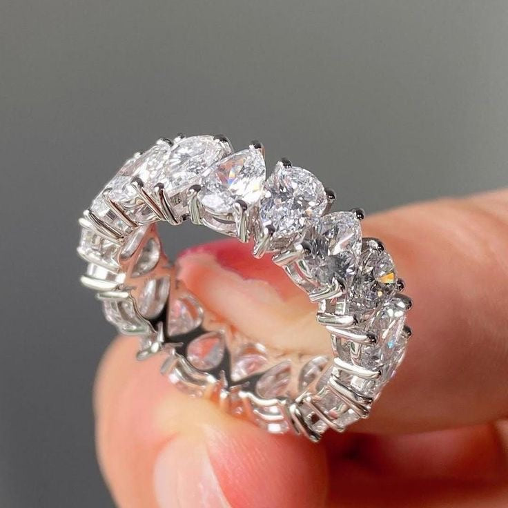 Crystal Eternity Pears Ring