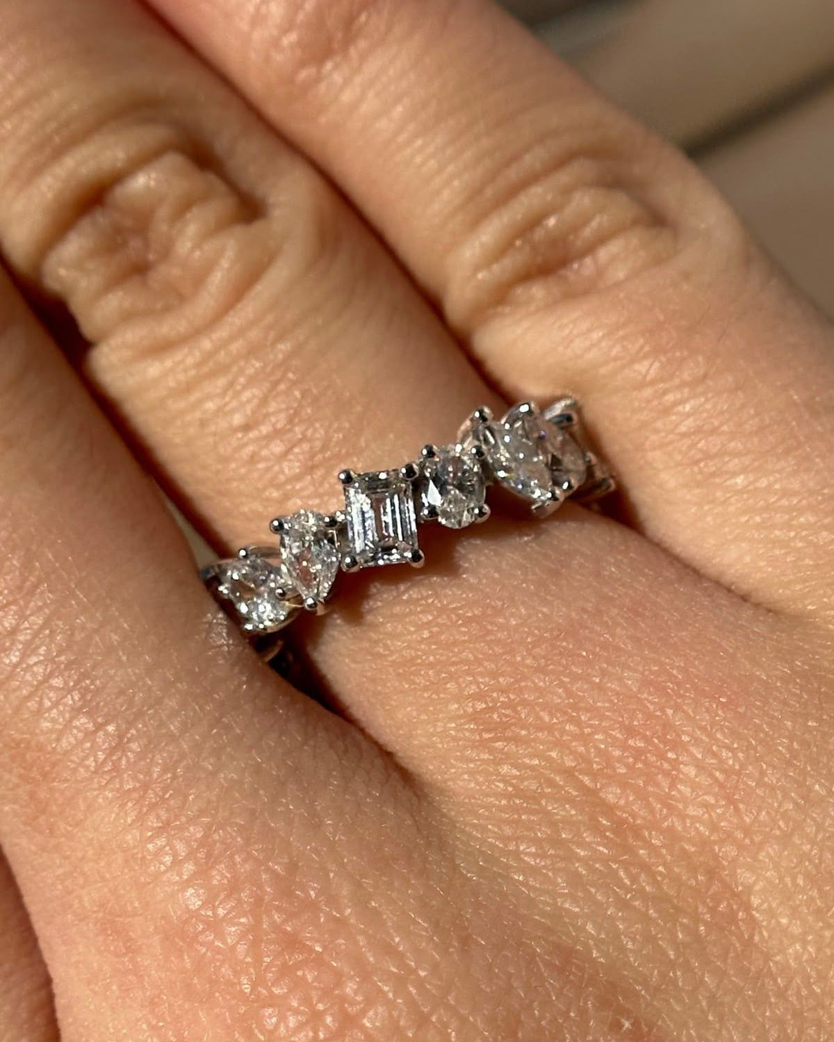 טבעת יהלומים בחיתוך מעורב