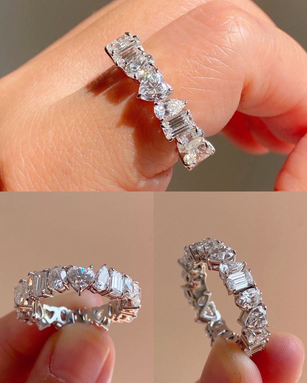 טבעת יהלומים בחיתוך מעורב