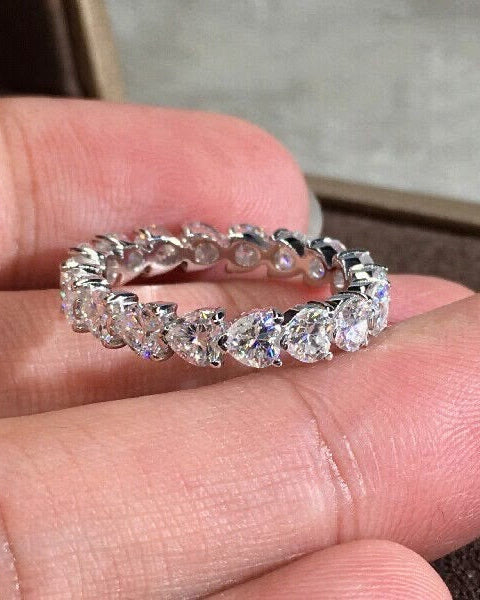 S925 Eternity Hearts Zircon Ring