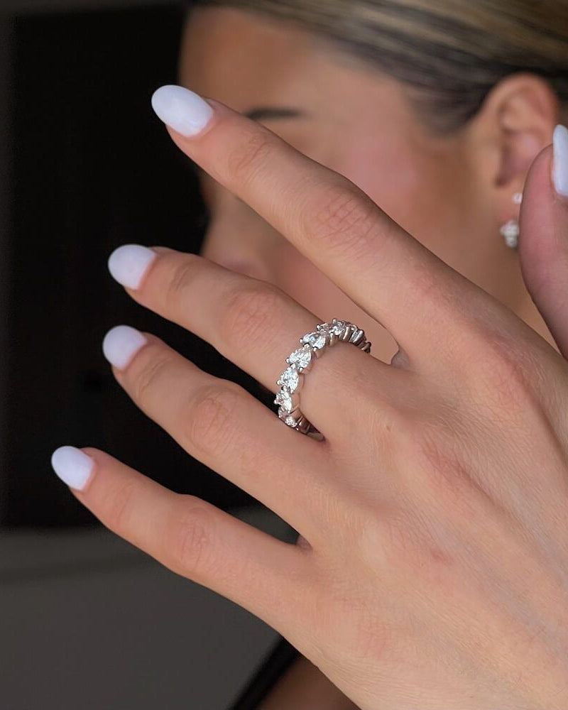 S925 Eternity Hearts Zircon Ring