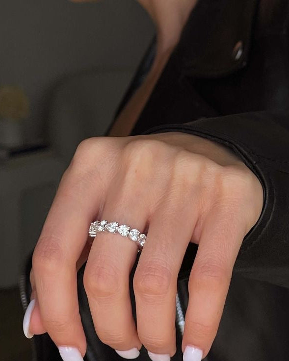S925 Eternity Hearts Zircon Ring
