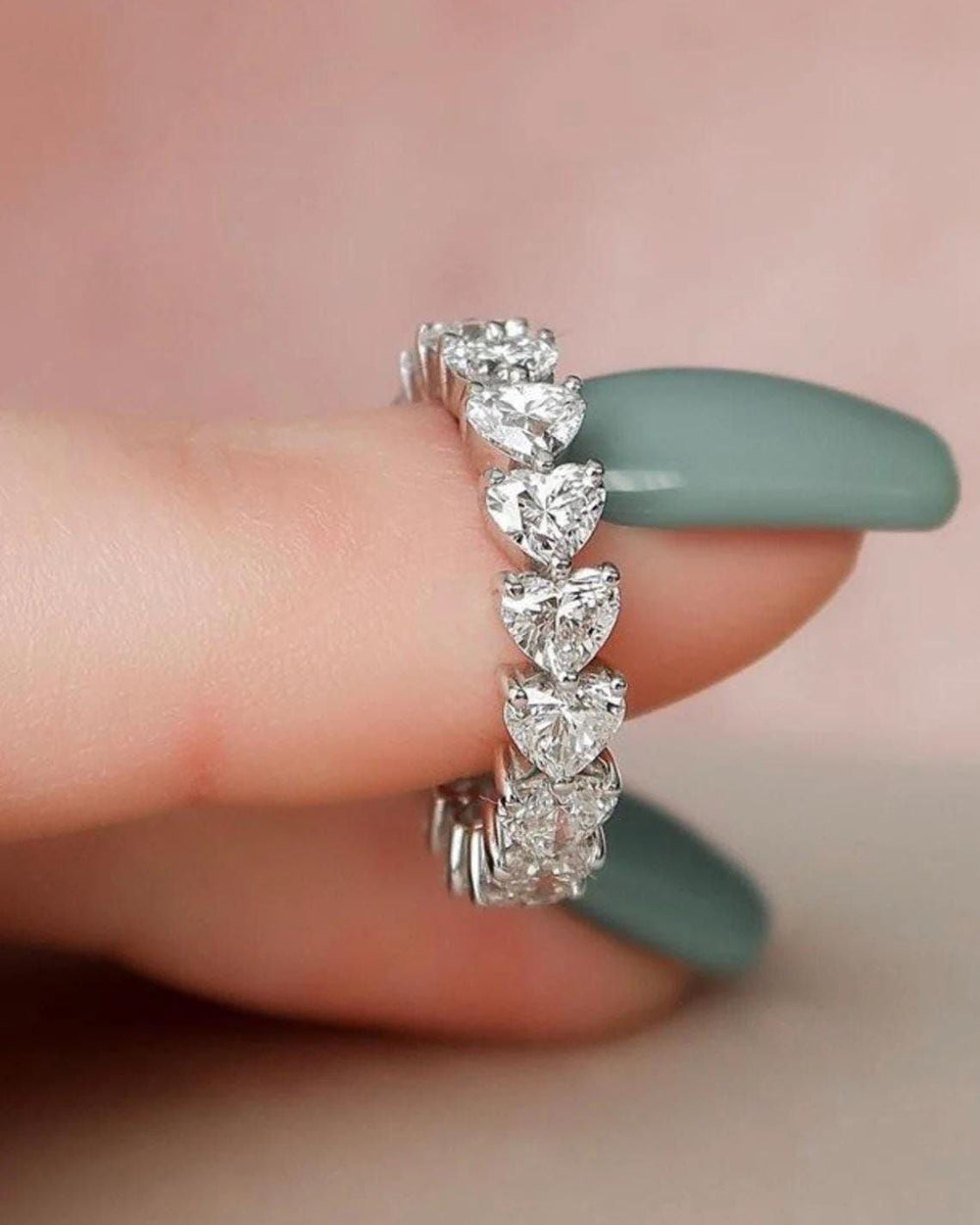 S925 Eternity Hearts Zircon Ring