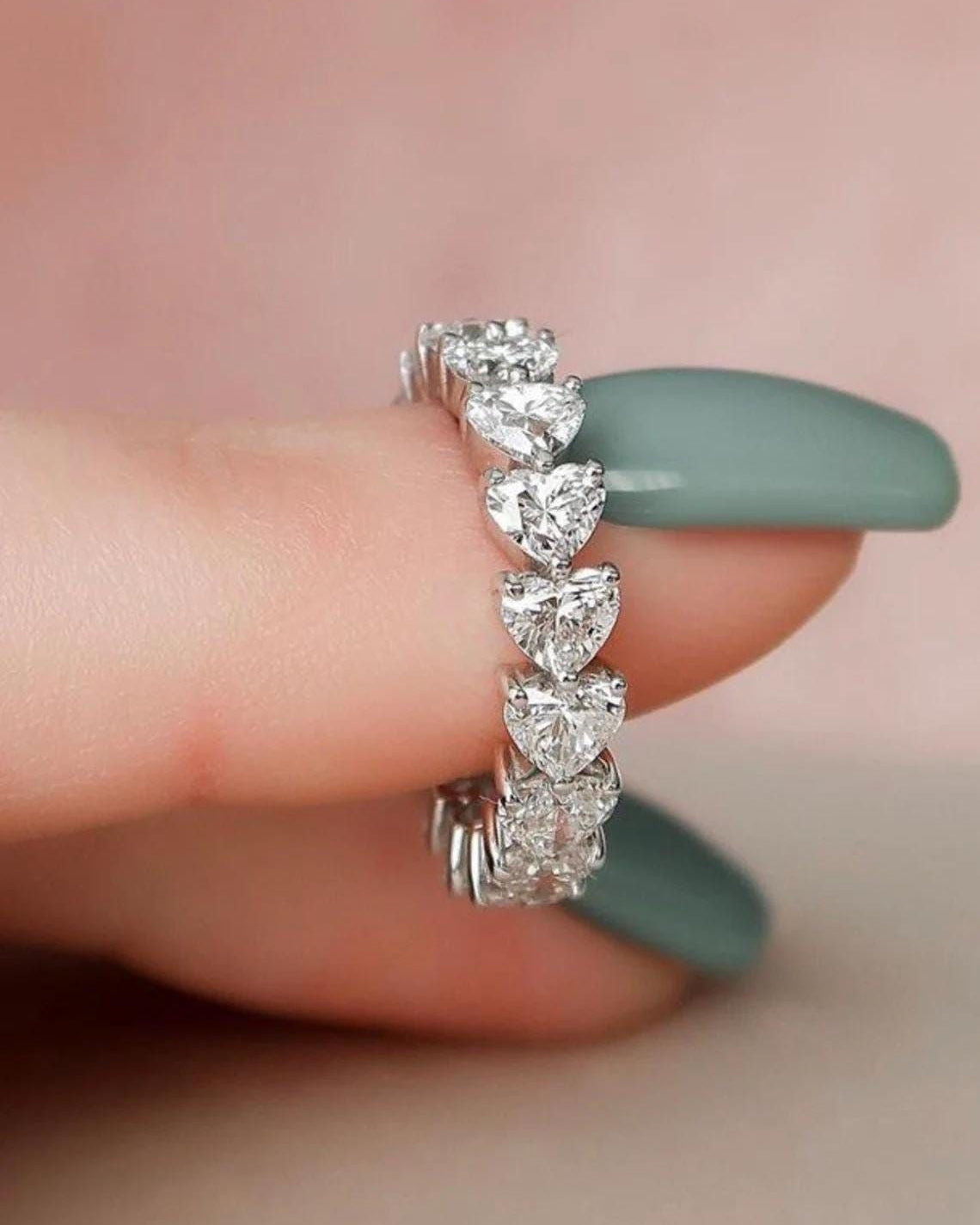 S925 Eternity Hearts Zircon Ring