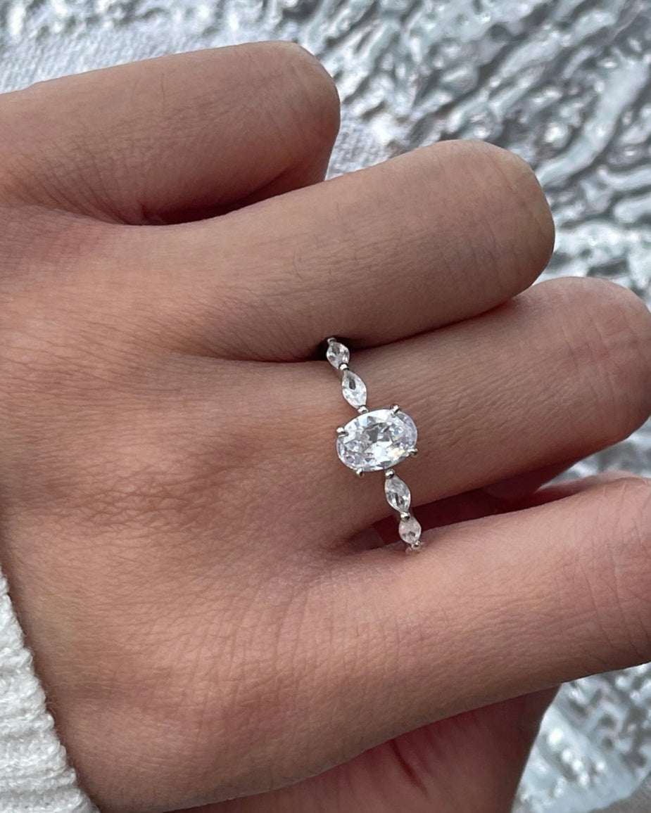 S925 Zircon Oval Eternity Ring