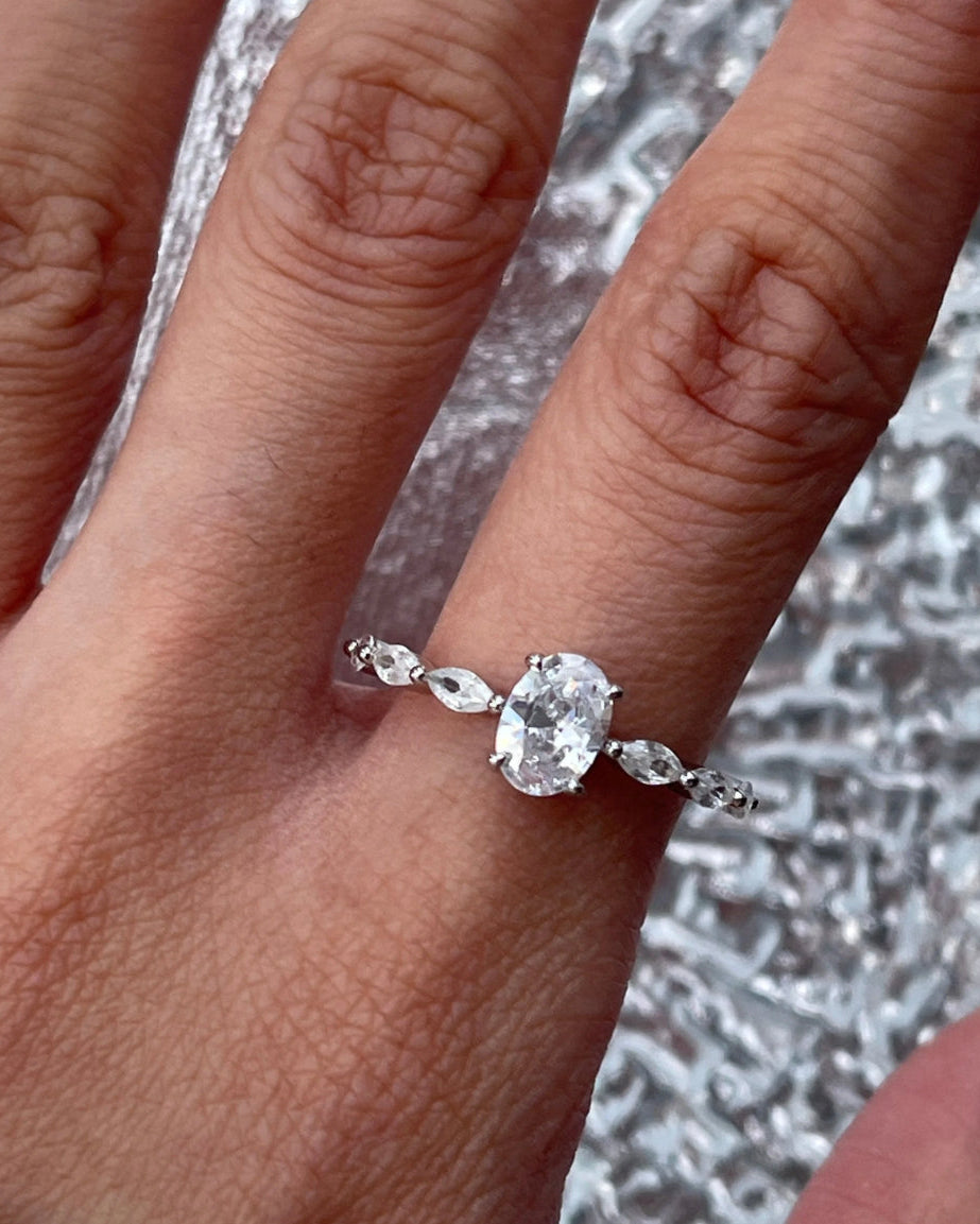 S925 Zircon Oval Eternity Ring