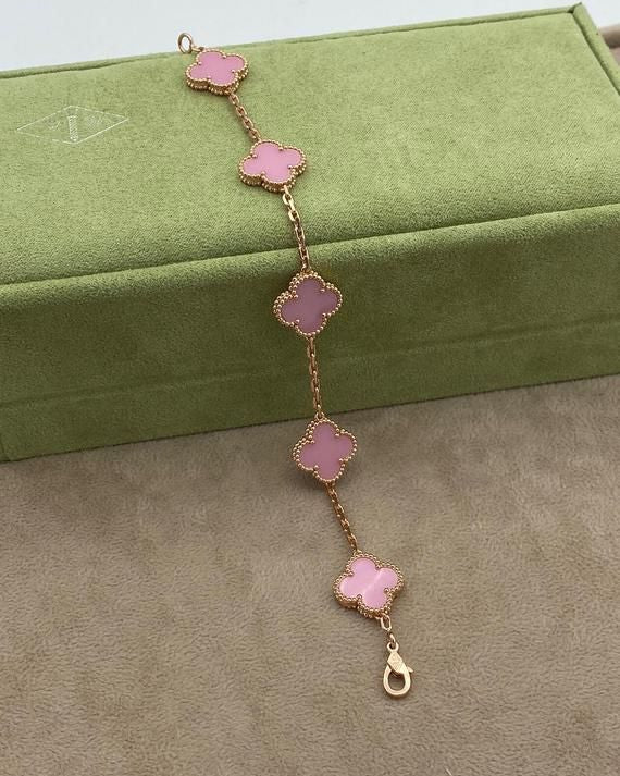 Clover Bracelet Pink Stone