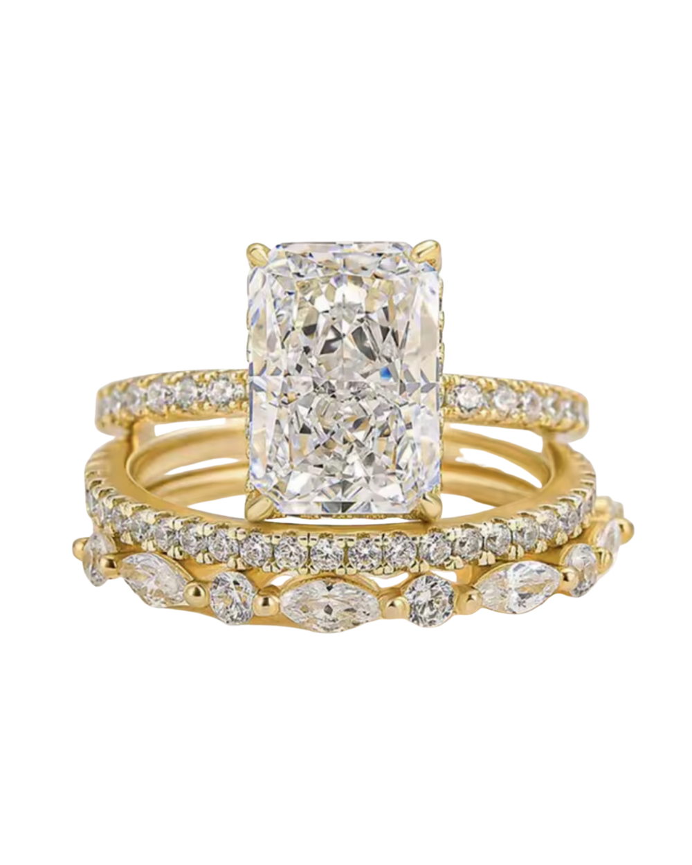 Princess Sapphire 3 Ring Set