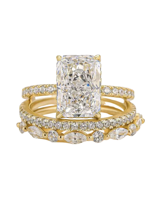 Princess Sapphire 3 Ring Set