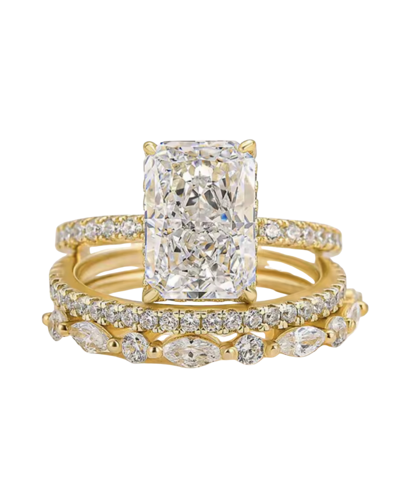 Princess Sapphire 3 Ring Set
