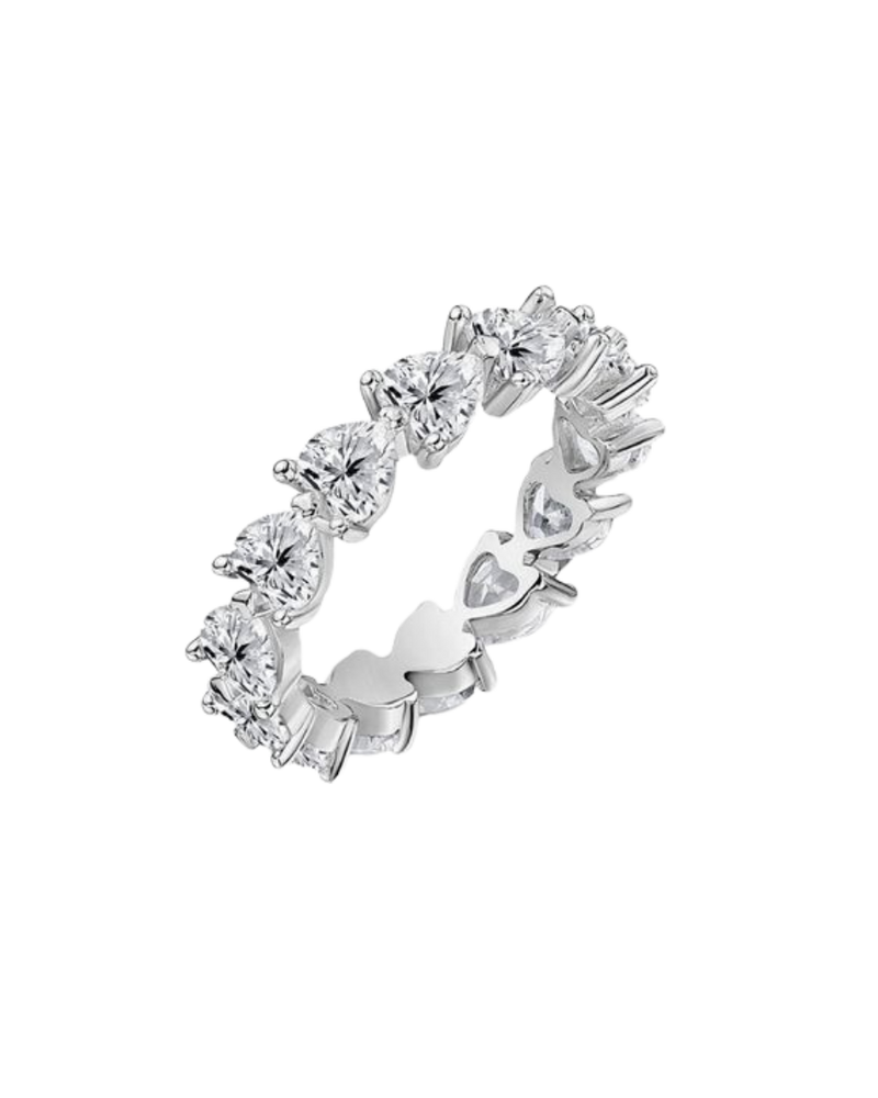 S925 Eternity Hearts Zircon Ring