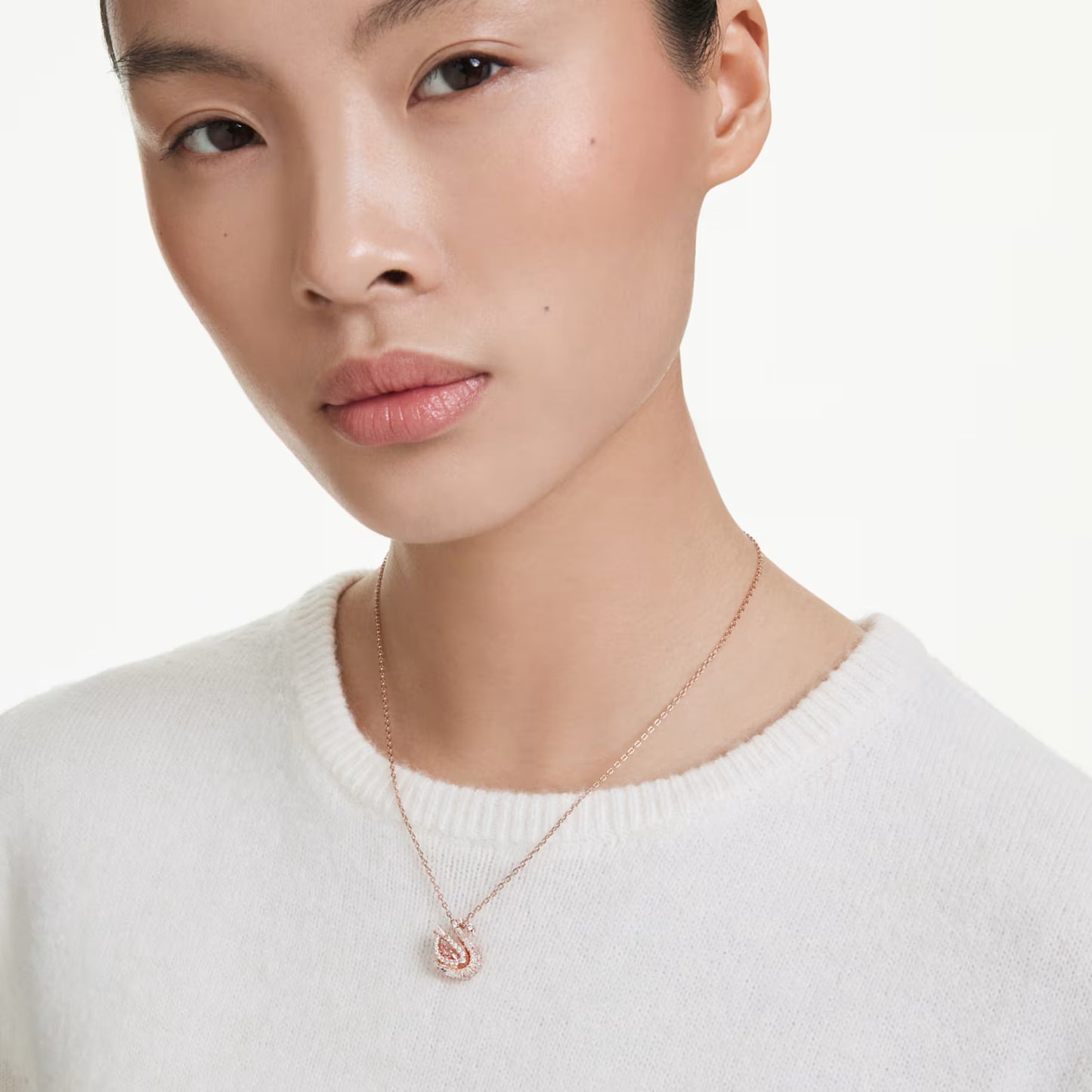 Pink x Rose Gold Swan Necklace